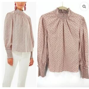 POMANDER PLACE x Tuckernuck Floral Modoc Blouse Smocked Mock Neck Size S